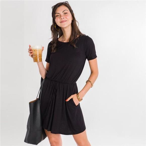 Women Summer Dress Tunic Top Blouse Loose Short Bottom Casual Beach Sundress - Picture 3 of 6